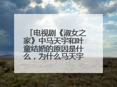 电视剧《淑女之家》中马天宇和叶童结婚的原因是什么，为什么马天宇要娶大他二十岁的叶童？