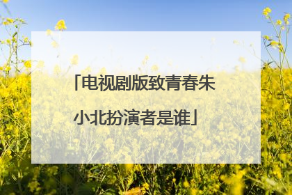 电视剧版致青春朱小北扮演者是谁