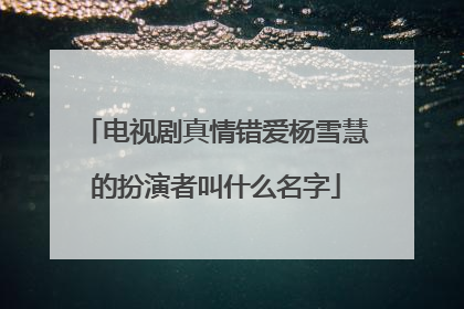 电视剧真情错爱杨雪慧的扮演者叫什么名字