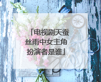 电视剧天蚕丝雨中女主角扮演者是谁
