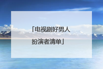 电视剧好男人扮演者清单