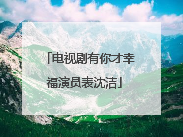 电视剧有你才幸福演员表沈洁