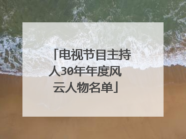 电视节目主持人30年年度风云人物名单