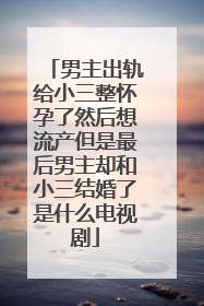 男主出轨给小三整怀孕了然后想流产但是最后男主却和小三结婚了是什么电视剧