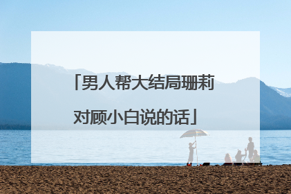 男人帮大结局珊莉对顾小白说的话