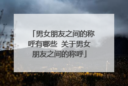 男女朋友之间的称呼有哪些 关于男女朋友之间的称呼