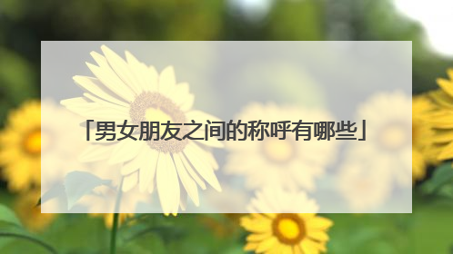 男女朋友之间的称呼有哪些