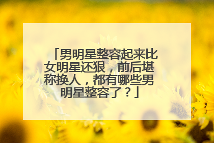 男明星整容起来比女明星还狠，前后堪称换人，都有哪些男明星整容了？