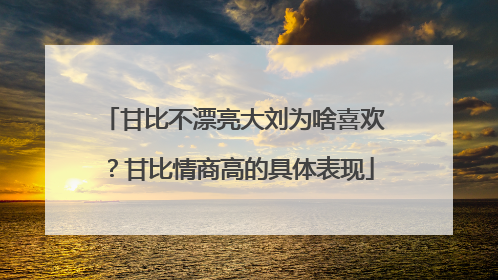 甘比不漂亮大刘为啥喜欢？甘比情商高的具体表现