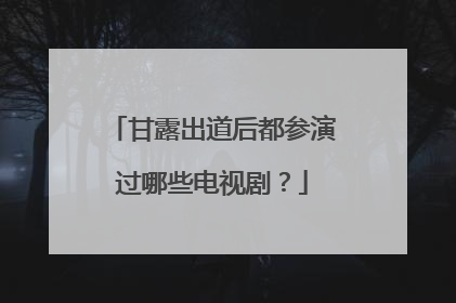 甘露出道后都参演过哪些电视剧?