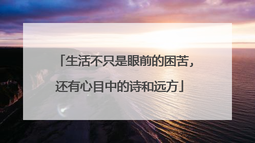 生活不只是眼前的困苦,还有心目中的诗和远方