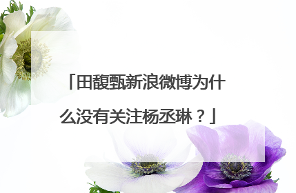 田馥甄新浪微博为什么没有关注杨丞琳?