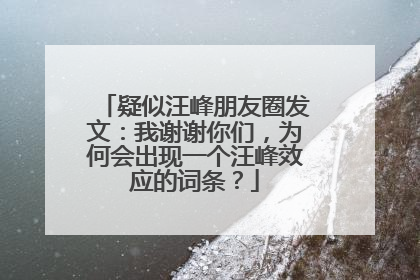 疑似汪峰朋友圈发文：我谢谢你们，为何会出现一个汪峰效应的词条？