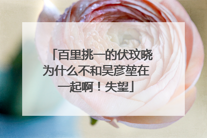 百里挑一的伏玟晓为什么不和吴彦堃在一起啊!失望