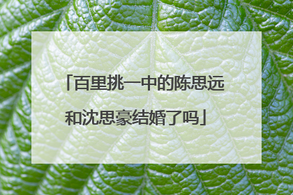 百里挑一中的陈思远和沈思豪结婚了吗