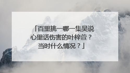 百里挑一哪一集吴说心里话伤害的叶梓萱？当时什么情况？