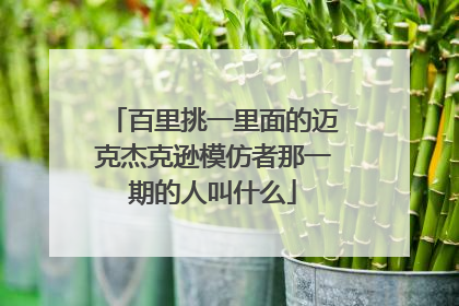 百里挑一里面的迈克杰克逊模仿者那一期的人叫什么