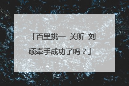百里挑一 关昕 刘硕牵手成功了吗？