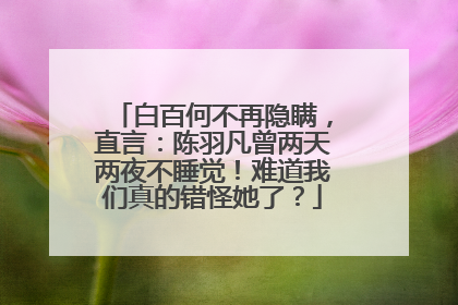 白百何不再隐瞒，直言：陈羽凡曾两天两夜不睡觉！难道我们真的错怪她了？
