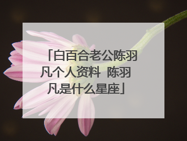 白百合老公陈羽凡个人资料 陈羽凡是什么星座