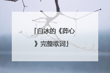 白冰的《葬心》完整歌词