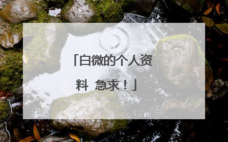 白微的个人资料 急求！