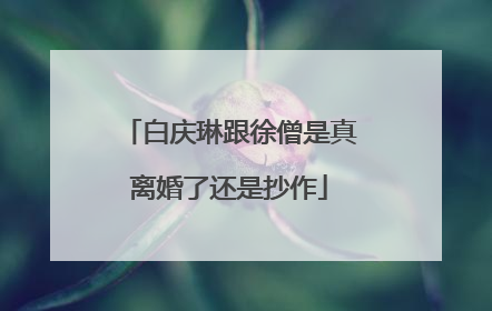 白庆琳跟徐僧是真离婚了还是抄作