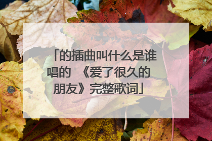 的插曲叫什么是谁唱的 《爱了很久的朋友》完整歌词