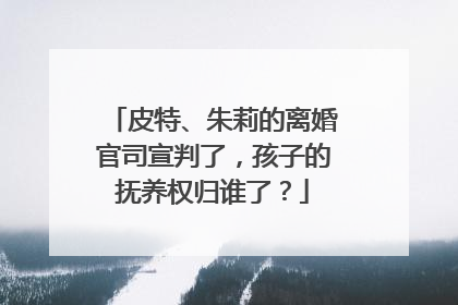 皮特、朱莉的离婚官司宣判了，孩子的抚养权归谁了？