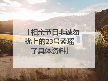 相亲节目非诚勿扰上的23号孟瑶了具体资料