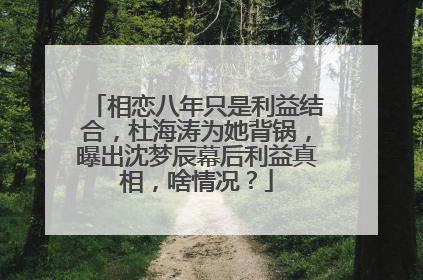 相恋八年只是利益结合，杜海涛为她背锅，曝出沈梦辰幕后利益真相，啥情况？