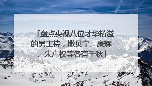 盘点央视八位才华横溢的男主持，撒贝宁、康辉、朱广权等各有千秋