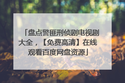 盘点警匪刑侦剧电视剧大全，【免费高清】在线观看百度网盘资源