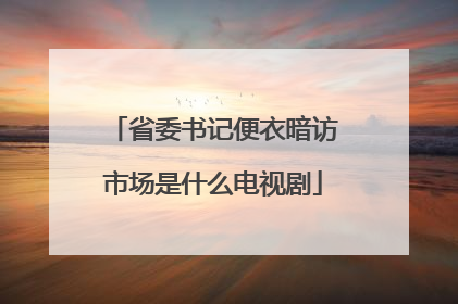 省委书记便衣暗访市场是什么电视剧