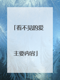 看不见的爱主要内容