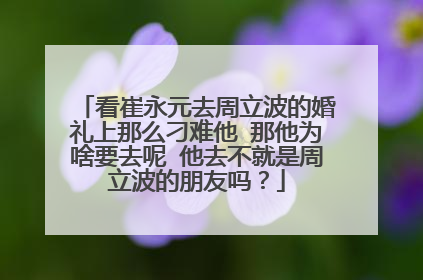 看崔永元去周立波的婚礼上那么刁难他 那他为啥要去呢 他去不就是周立波的朋友吗？