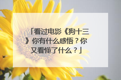 看过电影《狗十三》你有什么感悟？你又看懂了什么？