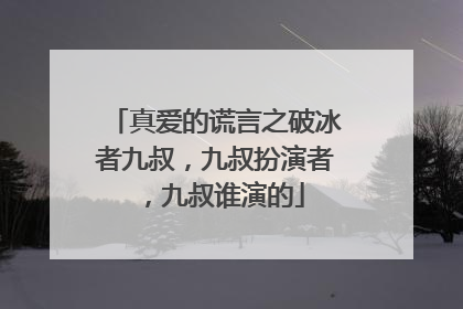 真爱的谎言之破冰者九叔，九叔扮演者，九叔谁演的