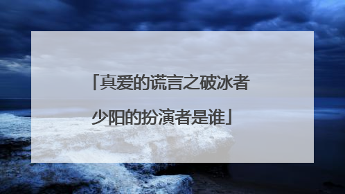 真爱的谎言之破冰者少阳的扮演者是谁
