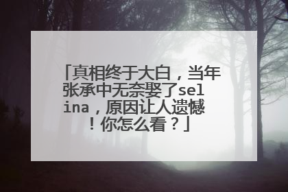 真相终于大白,当年张承中无奈娶了selina,原因让人遗憾!你怎么看?