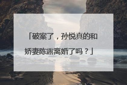 破案了,孙悦真的和娇妻陈露离婚了吗?