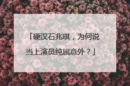 硬汉石兆琪,为何说当上演员纯属意外?