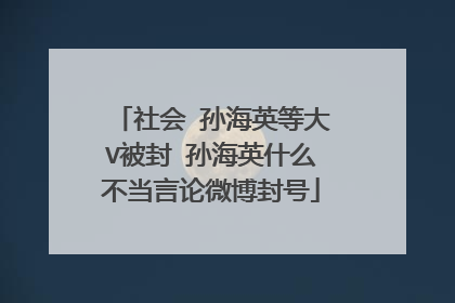 社会 孙海英等大V被封 孙海英什么不当言论微博封号