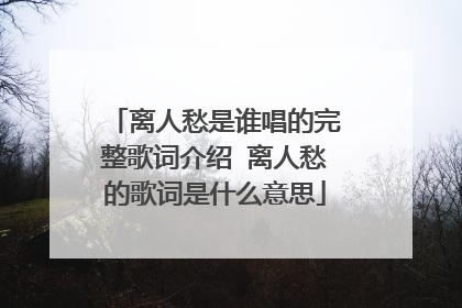 离人愁是谁唱的完整歌词介绍 离人愁的歌词是什么意思
