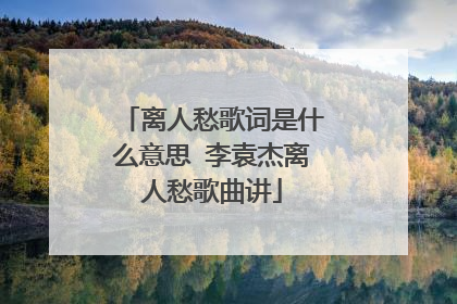 离人愁歌词是什么意思 李袁杰离人愁歌曲讲