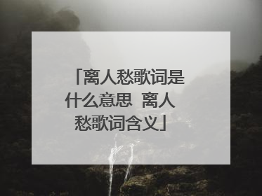 离人愁歌词是什么意思 离人愁歌词含义