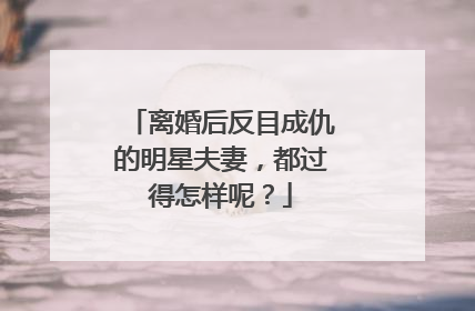 离婚后反目成仇的明星夫妻，都过得怎样呢？