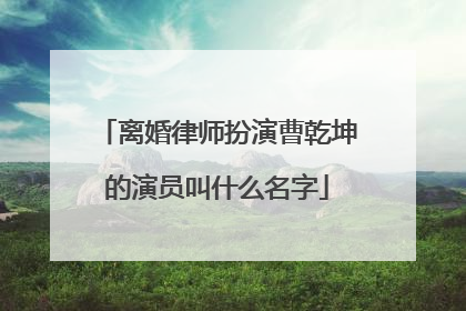 离婚律师扮演曹乾坤的演员叫什么名字