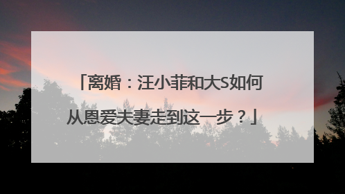 离婚:汪小菲和大S如何从恩爱夫妻走到这一步?