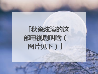 秋瓷炫演的这部电视剧叫啥(图片见下)